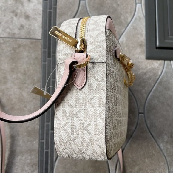 Michael Kors Jet Set Item Large East West Zip Chain Crossbody Powder Blush Multi - Picture 4 of 16
